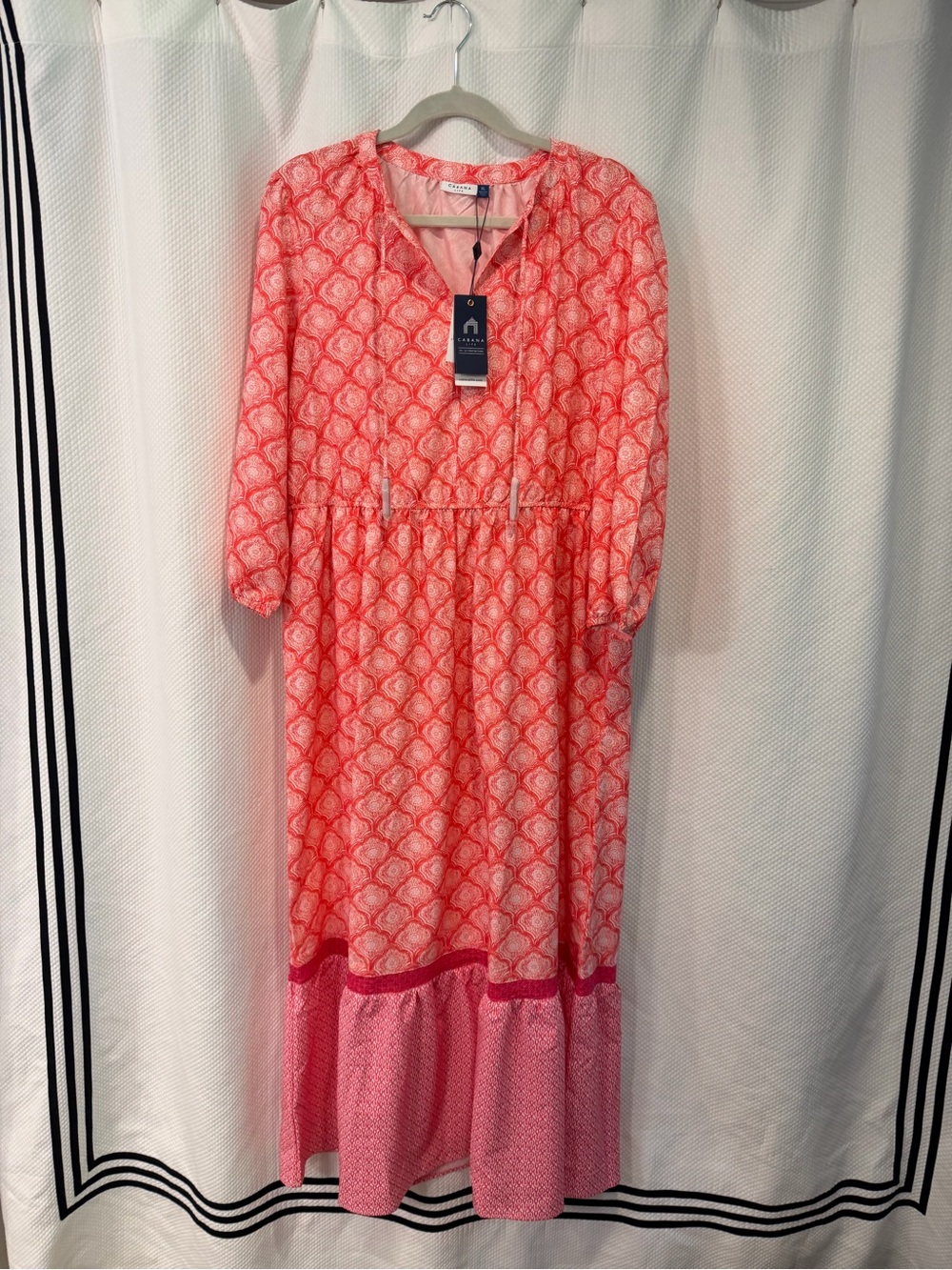 Cabana Living Pink Printed Midi Dress XL NWT